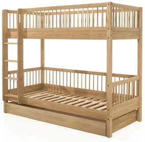 Set FORREST OAK format dintr-un Pat copii supraetajat (90 x 200 cm) și un sertar.