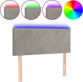 vidaXL Tăblie de pat cu LED, gri deschis, 100x5x78/88 cm, catifea