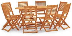 3087158 vidaXL Set mobilier de exterior pliabil, 9 piese, lemn masiv eucalipt