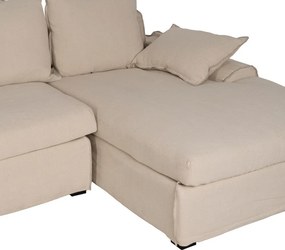 Colțar crem cu tapițerie din in (cu colț pe partea dreaptă, cu șezlong) – Ixia