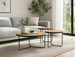 Set măsuțe de cafea Demeter stejar / negru mat ø80/h40 cm