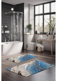 Covorașe de baie albastre 2 buc. 60x100 cm – Foutastic