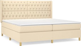 vidaXL Pat box spring cu saltea, crem, 200x200 cm, textil