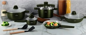 Set vase de gatit Swiss Haus SH-GPC3020G, 20 piese, Acoperire ceramica Sapphire, Fara PFAS, Cuptor pana la 220°C, Inductie, Verde