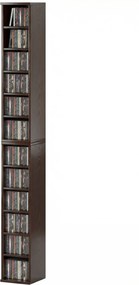 HOMCOM Set de 2 etajere coloane dulap de depozitare CD-DVD 12 compartimente 21 x 22,5 x 88,5 cm capacitate 204 CD-uri maro | Aosom Romania