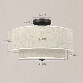 HOMCOM Plafonieră, Pendul decorativ cu două abajuri din pânză, Crem | Aosom Romania