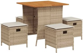 vidaXL Set mobilier de grădină cu perne, 5 piese, bej, poliratan