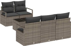 vidaXL Set de canapele pentru grădină cu pernă 6 pcs Gri poliratan
