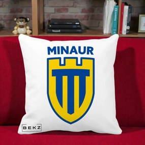 Perna Personalizata Minaur Baia Mare Fotbal, 40x40 cm, Alba Mata, Husa Detasabila, Perna Inclusa, BEKZ®