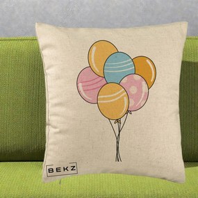 Perna Decorativa Baloane Petrecere, 40x40 cm, Bej, Husa Detasabila, Perna Inclusa, BEKZ®