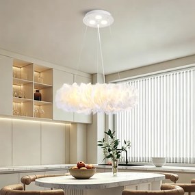BRILAGI - Lustră LED suspendată pe cablu FEATHER, 3x E27/40W/230V + 3x LED/3W, Ø 40 cm, albă
