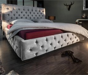 Pat elegant tapitat cu catifea gri, Paris 160x200cm