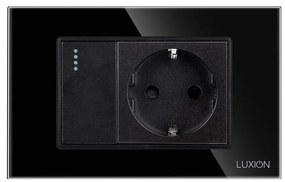 Intrerupator Simplu Cap Scara + Priza cu Rama din Sticla LUXION, Standard Italian, 3M
