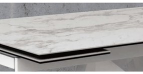 MASA SLIM -  STICLA CERAMICA CU PICIOR METALIC - ALB