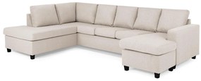 Colțar Scandinavian Choice C174Beige, Negru, 300x195x92cm, 130 kg, Picioare: Plastic