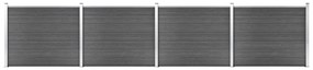 vidaXL Set panouri gard, 699x146 cm, negru, WPC