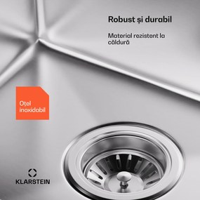 Klarstein Chiuvetă de bucătărie TitanSteel cu scurgere, 79 x 44 cm, oțel inoxidabil, rezistent la zgârieturi, rezistent la căldură