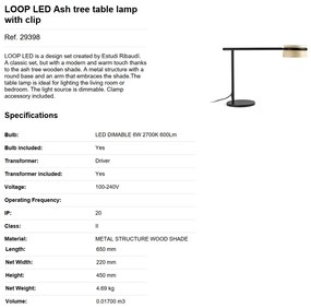 Veioza LED / Lampa de masa dimabila design deosebit LOOP frasin 29398