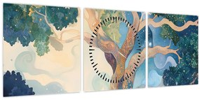 Tablou – Arbore cosmic (cu ceas) (90x30 cm)