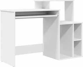 vidaXL Birou cu sertar cu raft Alb 120,5 x 44 x 88,5 cm Lemn compozit