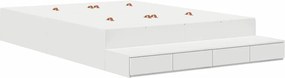 vidaXL Cadru de pat cu depozitare cu sertar Alb 140 cm Lemn compozit