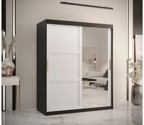 Dulap de haine Riven 2 150 (negru mat + alb mat) (cu oglindă). 1064175