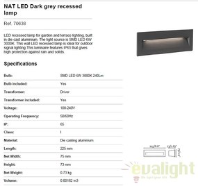 Spot LED incastrabil de exterior cu protectie IP65 NAT gri 70638