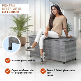 Ladă de depozitare din poliratan RICCO, 117x53x60cm, gri Casaria