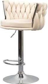 Scaun de bar de design, bej ţesătură Velvet/crom, BRIN