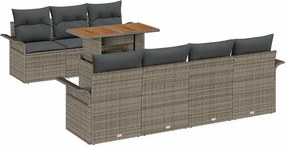 vidaXL Set de canapele pentru grădină cu pernă 8 pcs Gri