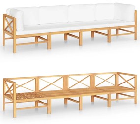 Canapea de gradina 4 locuri cu perne crem, lemn masiv de tec Crem, 4 locuri, 1