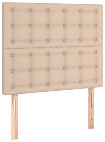 Cadru de pat cu tablie, cappuccino, 90x200 cm, piele ecologica Cappuccino, 90 x 200 cm, Nasturi de tapiterie