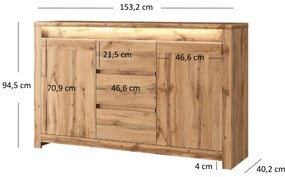 Comodă Chase 2D3S (Stejar wotan). 1052824