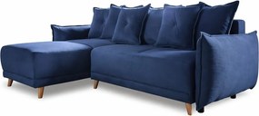 Colțar albastru închis extensibil cu tapițerie din catifea reiată (colț variabil) Lazy Lukka – Miuform