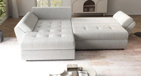 Colțar extensibil dumonde cu ladă de depozitare si sezut confortabil din spuma high-density, Loana Zoom Crem 270x185 cm