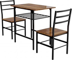 HOMCOM Set masă dining cu 2 scaune, masă pentru bucătărie cu scaune pentru 2 persoane, cadru din metal, maro | Aosom Romania
