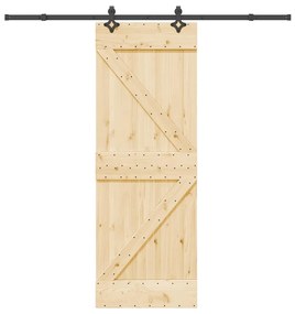 vidaXL Ușă glisantă cu set de feronerie 70x210 cm, lemn masiv de pin
