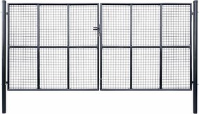 vidaXL Poartă de grădină din plasă, oțel galvanizat, gri, 400x200 cm