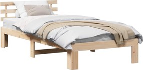 vidaXL Cadru de pat cu headboard natural 90 x 190 cm Lemn de pin masiv