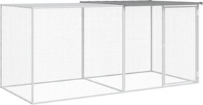 vidaXL Coteț pui cu acoperiș gri deschis 203x98x90 cm oțel galvanizat