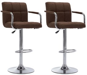vidaXL Scaune de bar, 2 buc., maro, material textil