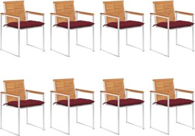 vidaXL Scaune de grădină cu perne, 8 buc., lemn masiv de acacia