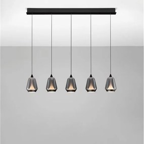 Lustra moderna cu 4 pendule LED, Metal, Sticla, Fumuriu, ALISH