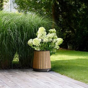 Cutie decorativă cilindrică din plastic pentru flori, 81 L, nuc
