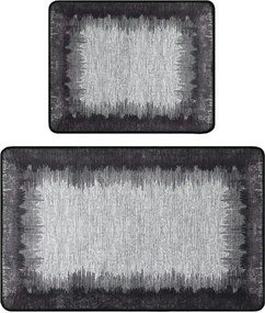 Set 2 covorase baie ESPER, forma dreptunghiulara, poliester, negru/alb