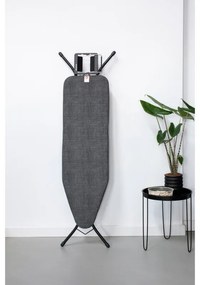 Masa de calcat Brabantia B 1003335, 124x38 cm, 7 pozitii de reglare, Suport fier de calcat, Negru