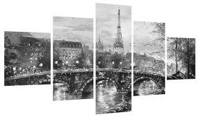 Tablou albnegru cu peisaj și turnul Eiffel (125x70 cm), în 40 de alte dimensiuni noi