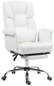 HOMCOM Scaun de birou ergonomic, înălțime reglabilă 48-56 cm, spătar cu înclinare, suport pentru picioare, alb | Aosom Romania