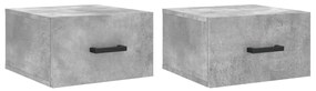 829829 vidaXL Noptiere montate pe perete 2 buc. gri beton 35x35x20 cm