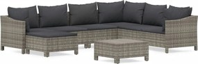 vidaXL Set mobilier de grădină cu perne, 8 piese, gri, poliratan